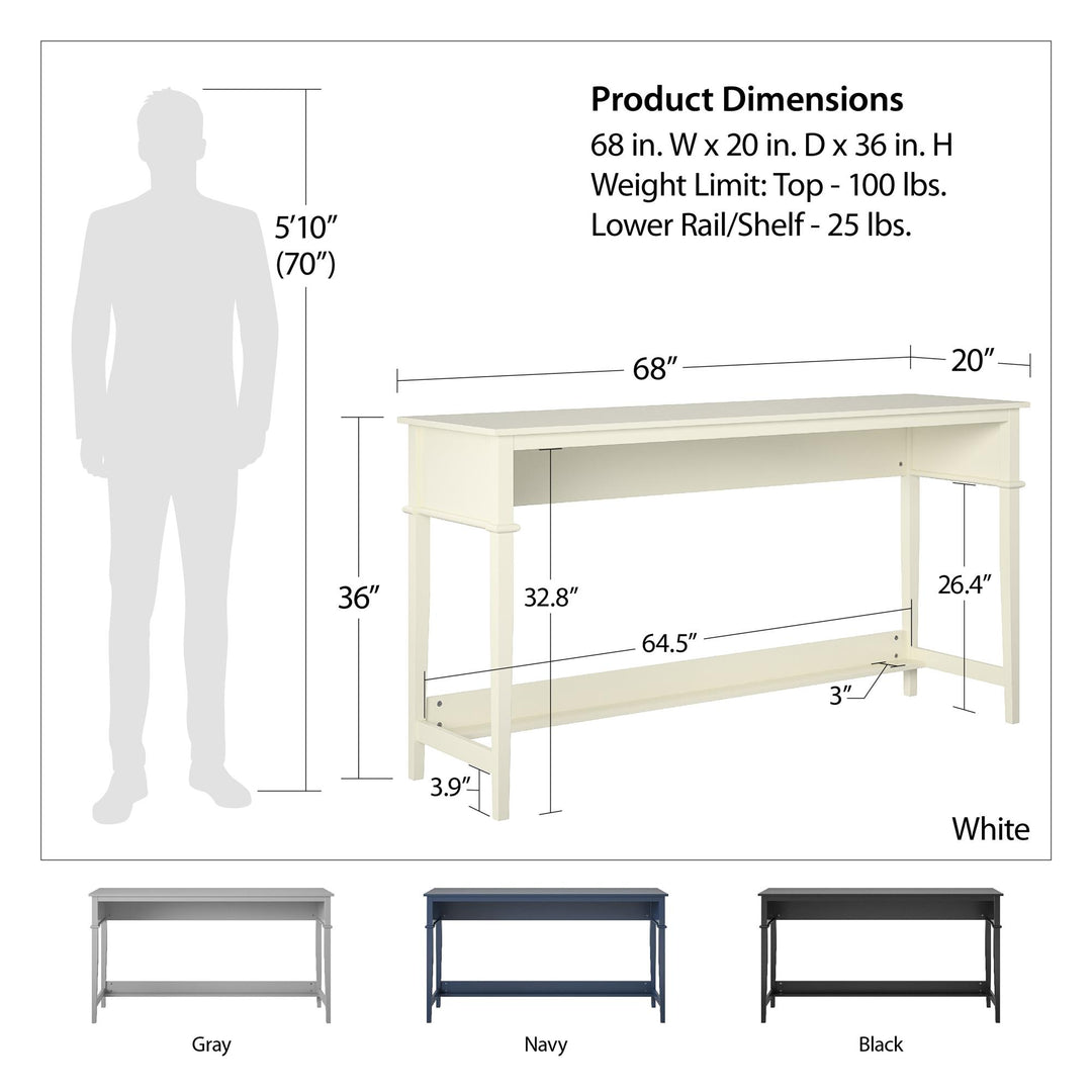 Comfortable and Stylish Sofa Table with Foot Rest -  Navy