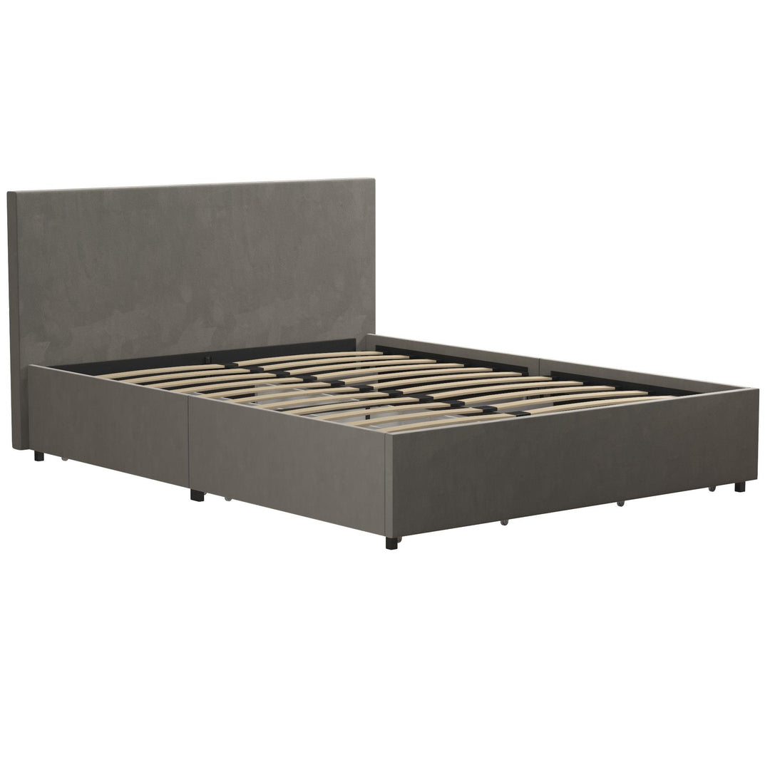 Kelly Upholstered Bed with 4 Storage Drawers - Light Gray - Full