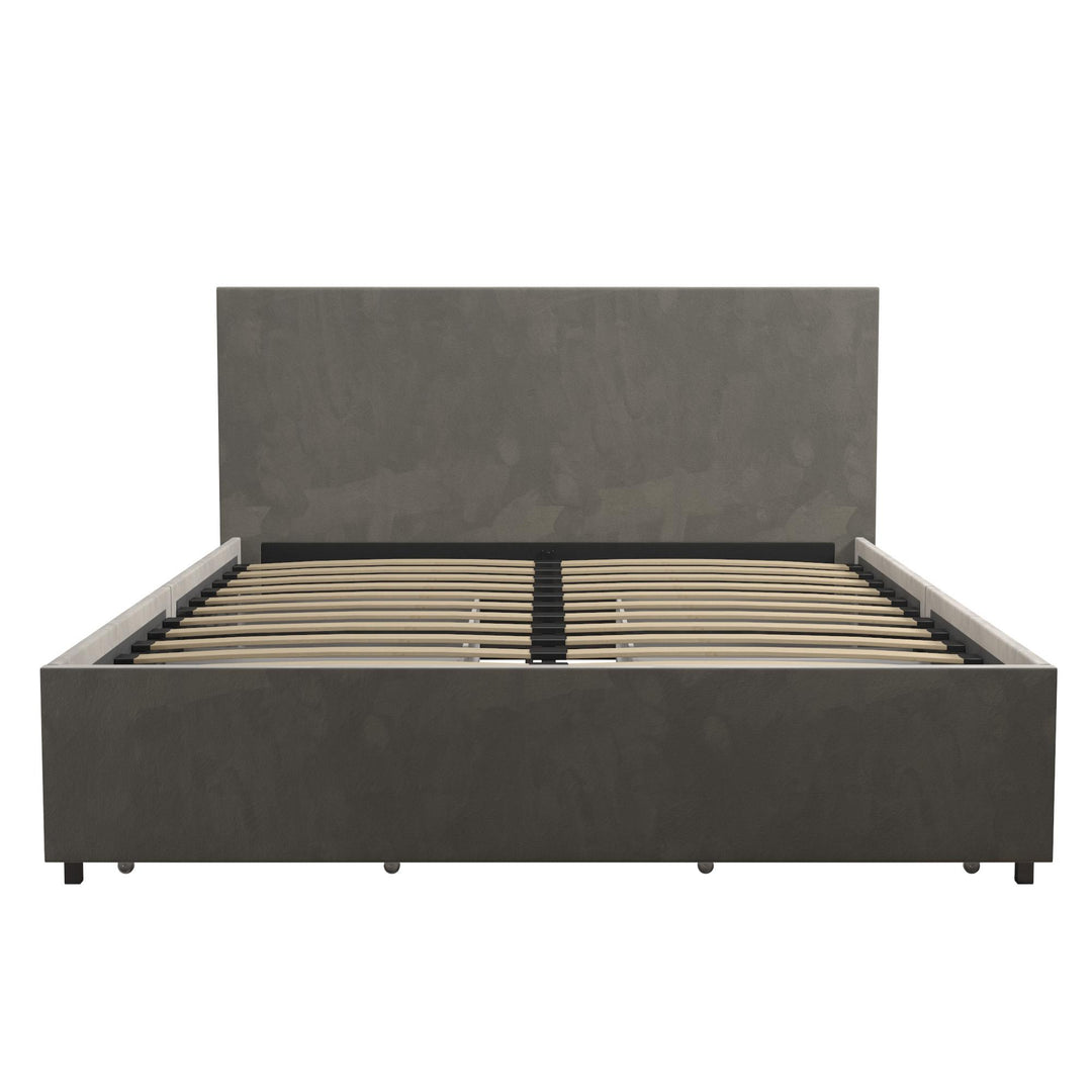 Kelly Upholstered Bed with 4 Storage Drawers - Light Gray - Full