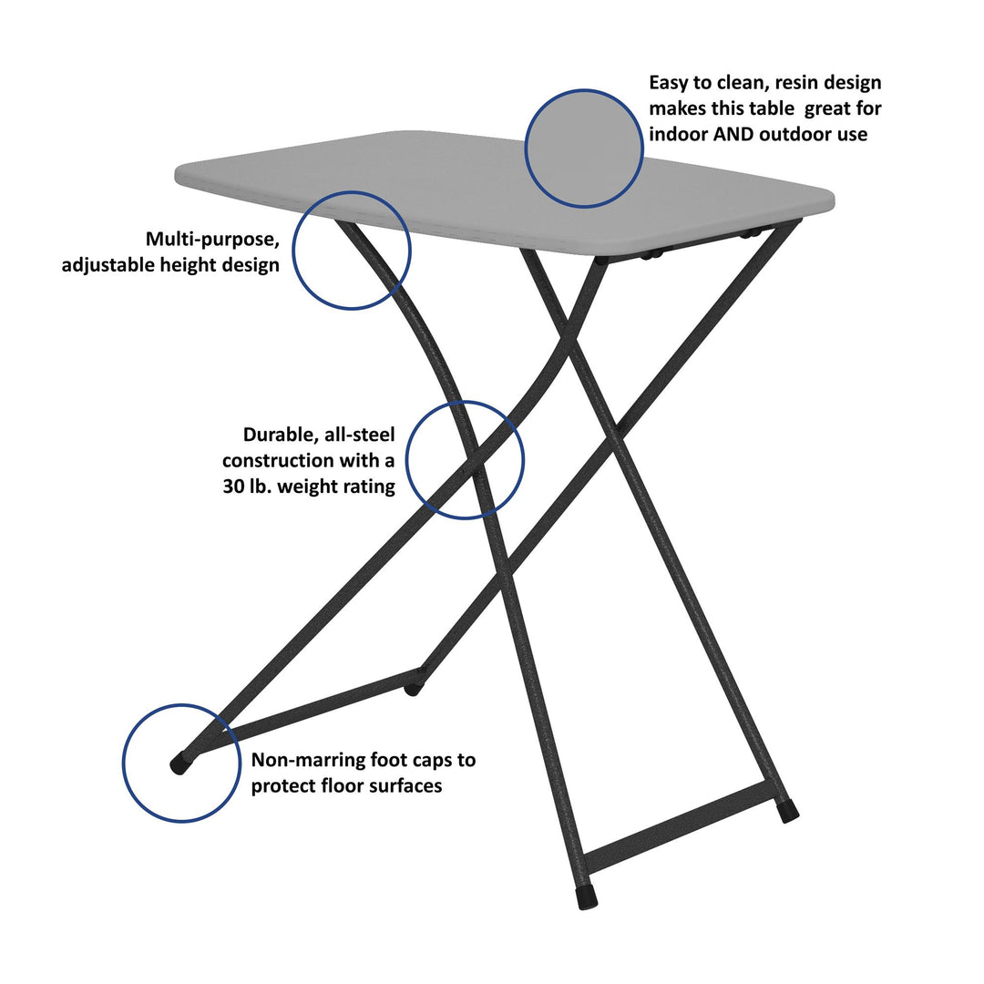 Multi-Functional, Adjustable, Personal Folding Activity Table - Gray - 2-Pack