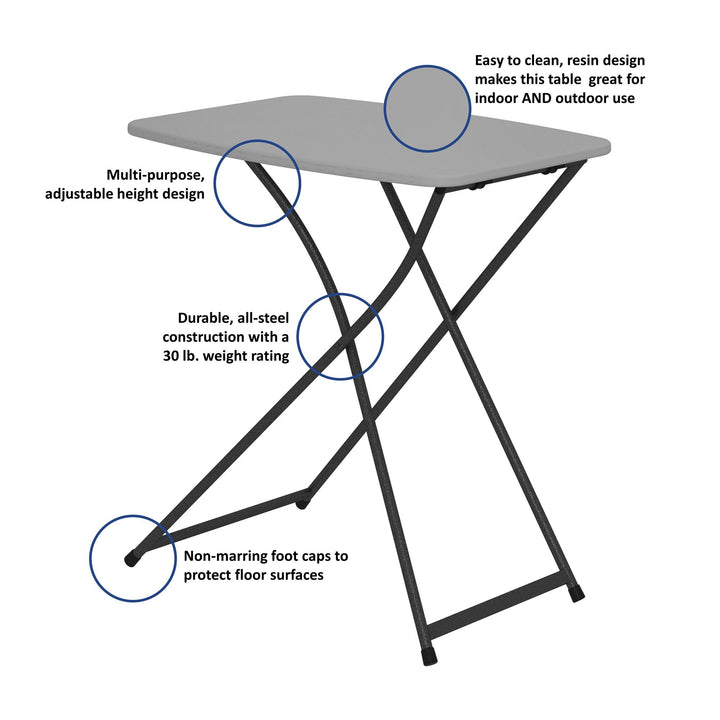 Multi-Functional, Adjustable, Personal Folding Activity Table - Gray - 2-Pack