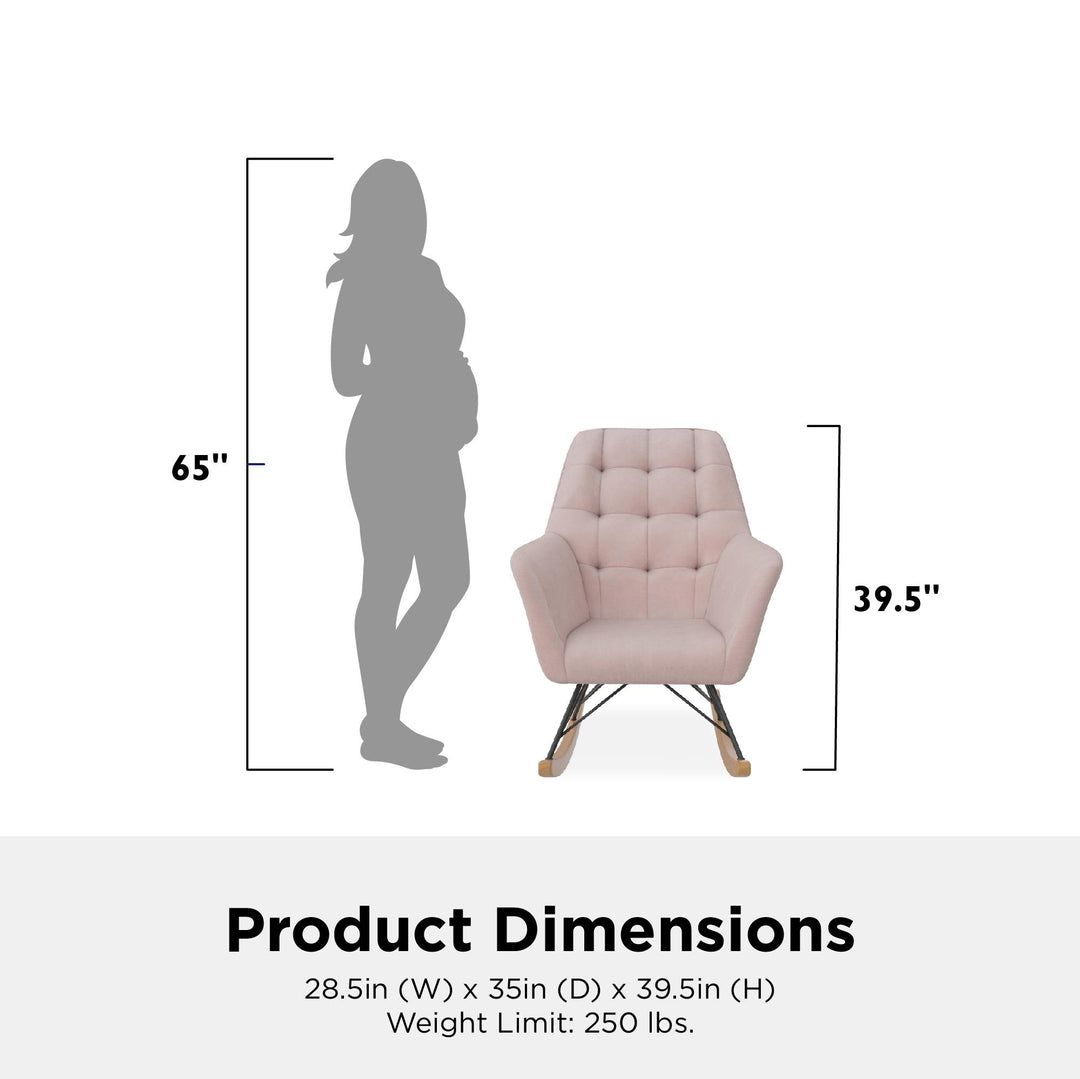 Raven Upholstered Rocker - Pale Pink
