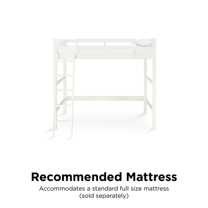 Denver Wooden Kids Loft Bed with Storage Space - White