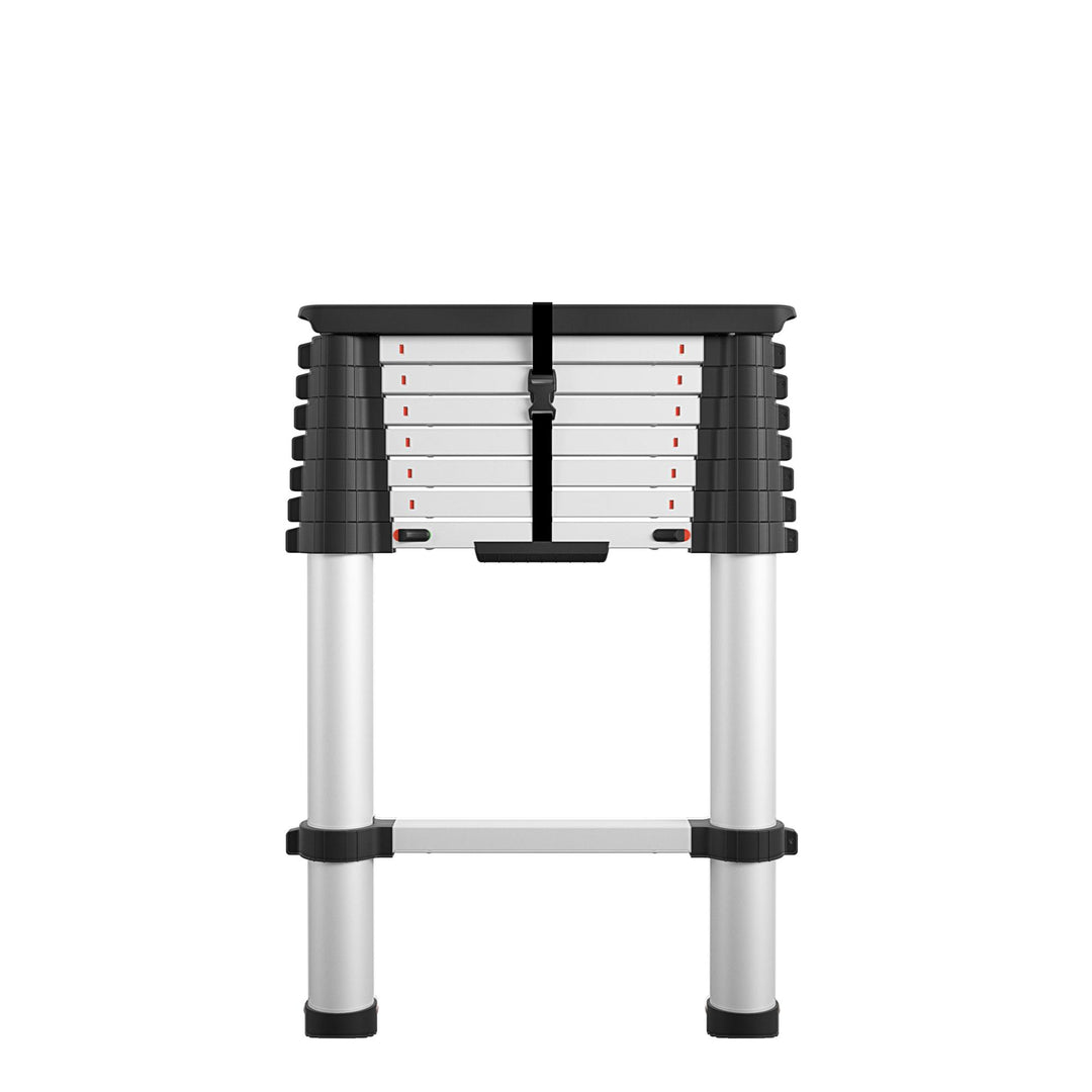 SmartClose Telescoping Aluminum Ladder with Top Cap - Silver - 12ft 