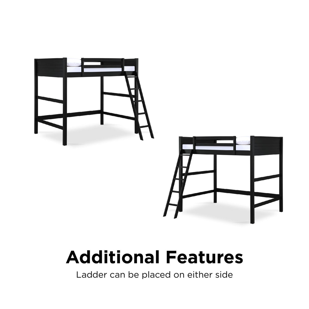 Denver Wooden Kids Loft Bed with Storage Space - Black