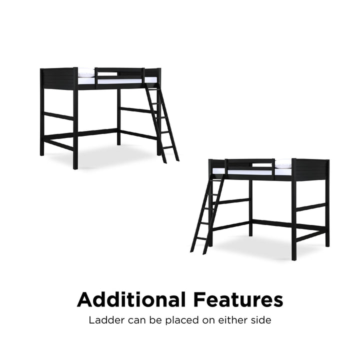 Denver Wooden Kids Loft Bed with Storage Space - Black