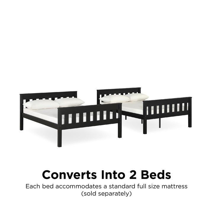 Moon Full-Over-Full Wood Bunk Bed with USB Port and Integrated Ladder - Black