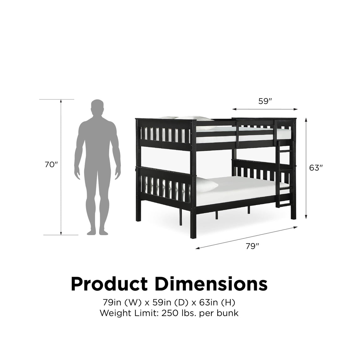 Moon Full-Over-Full Wood Bunk Bed with USB Port and Integrated Ladder - Black
