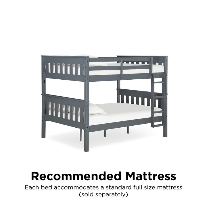 Moon Full-Over-Full Wood Bunk Bed with USB Port and Integrated Ladder - Gray