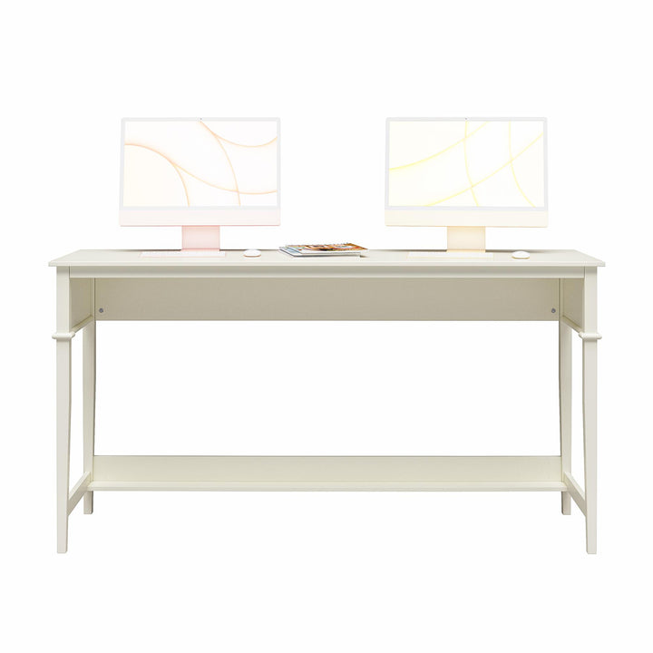 Spacious Extra Wide Desk with Foot Rest -  White