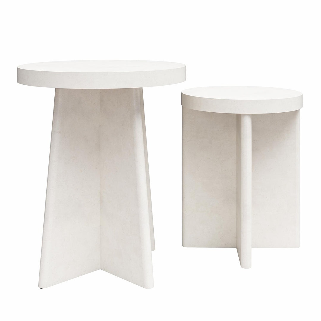 Liam Round End Tables, Set of 2 - Plaster
