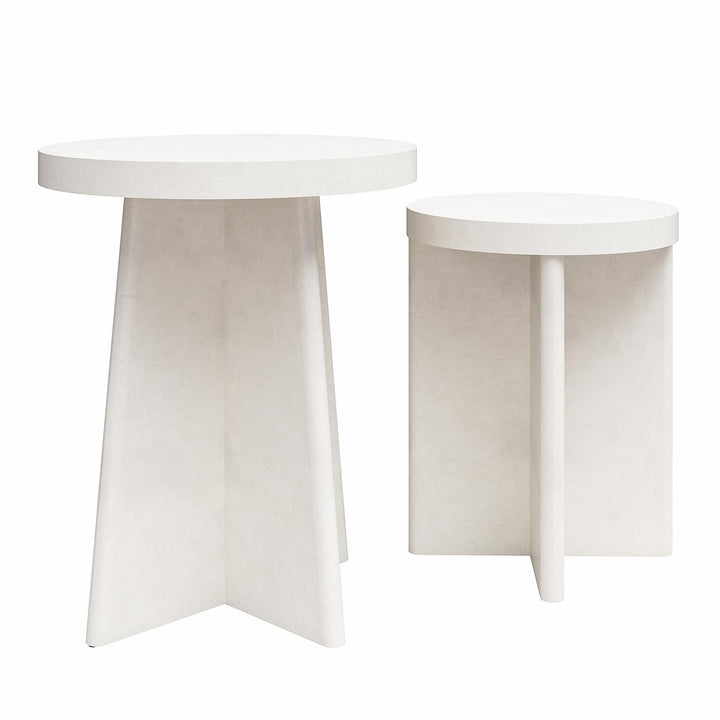 Liam Round End Tables, Set of 2 - Plaster
