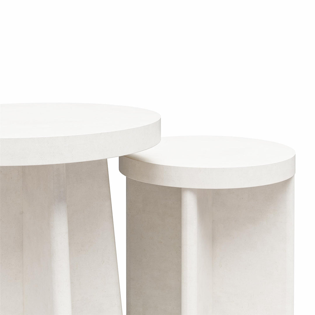 Liam Round End Tables, Set of 2 - Plaster