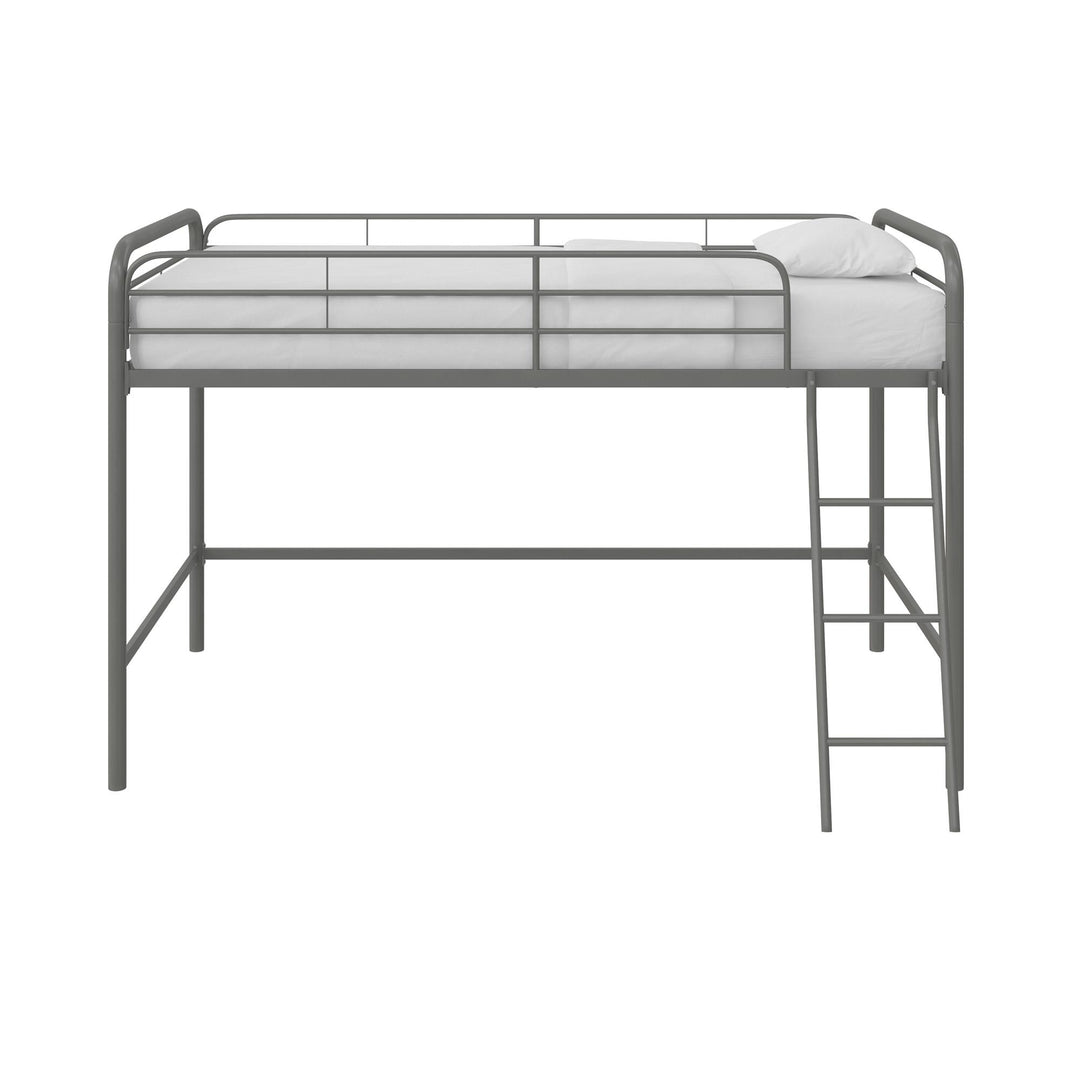 Jett Junior Loft Bed with Metal Frame and Built-In Ladder - Silver - Twin