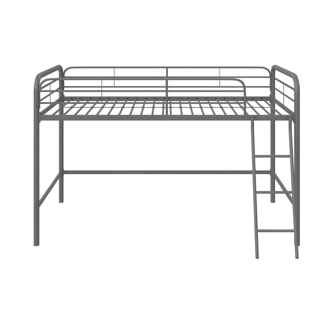 Jett Junior Loft Bed with Metal Frame and Built-In Ladder - Silver - Twin