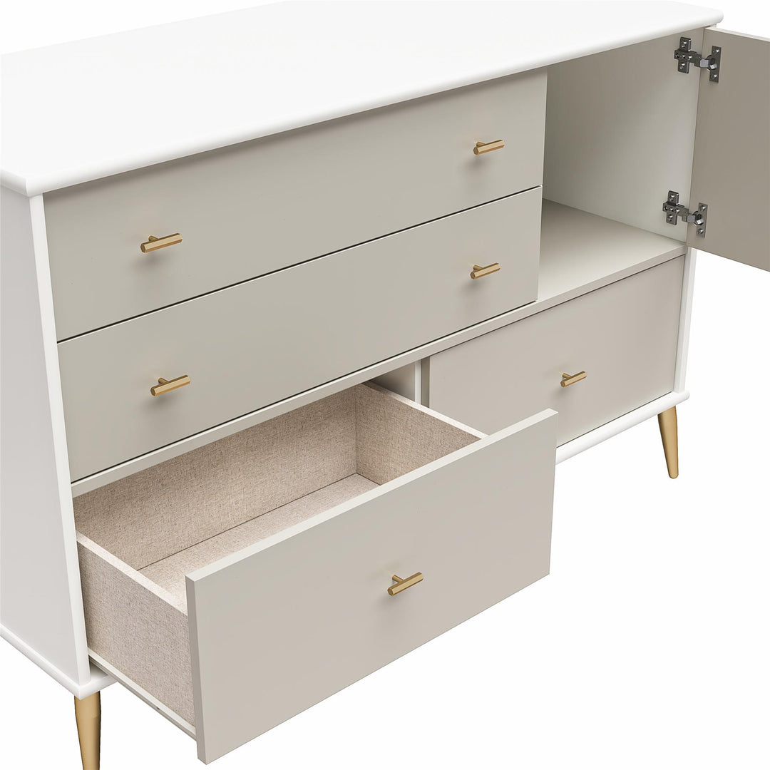 Convertible Dresser with Asymmetrical Design -  White / Grey
