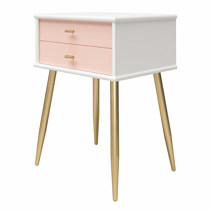 Valentina 1 Drawer Nightstand with Gold Accents - Pale Pink