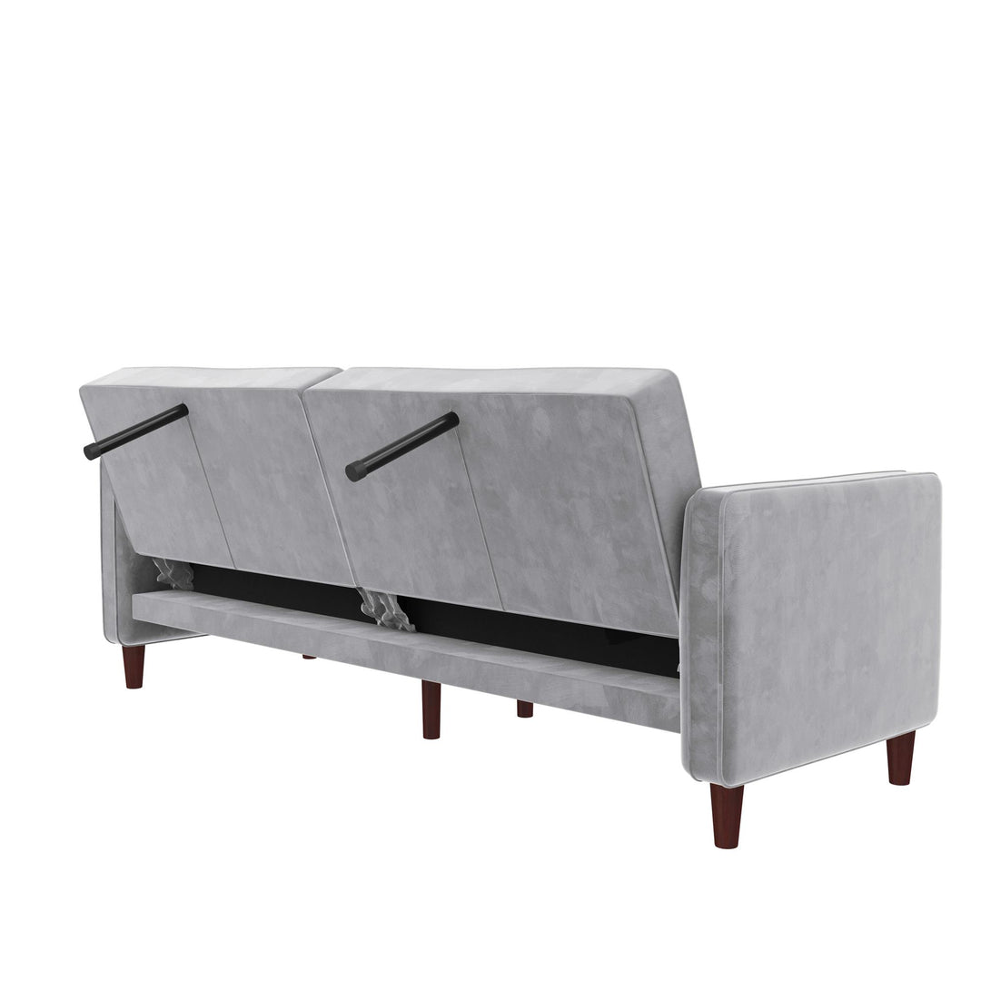 Transitional Futon with Vertical Stitching -  Light Gray