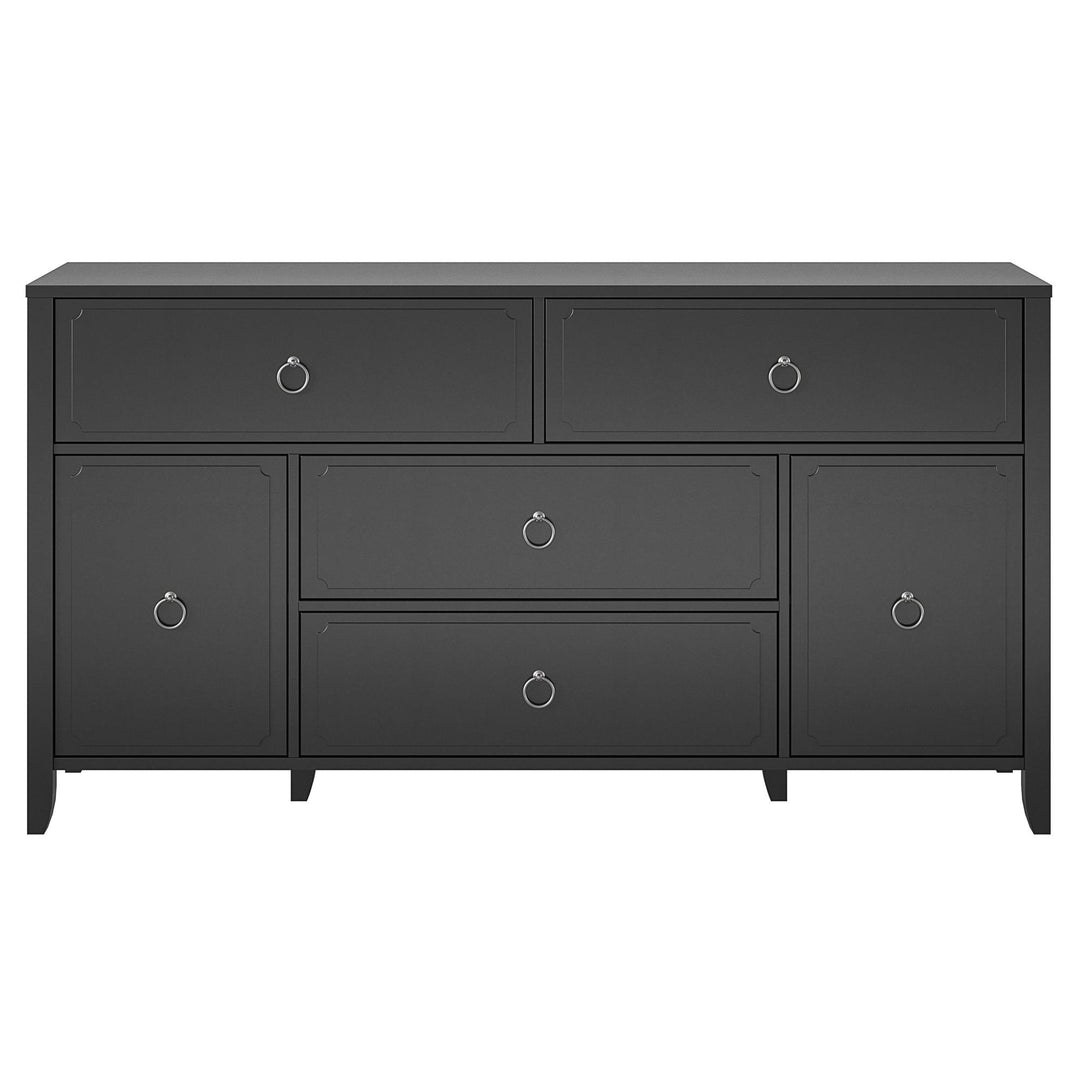 Elegant Dresser with Drawers and Doors -  Black