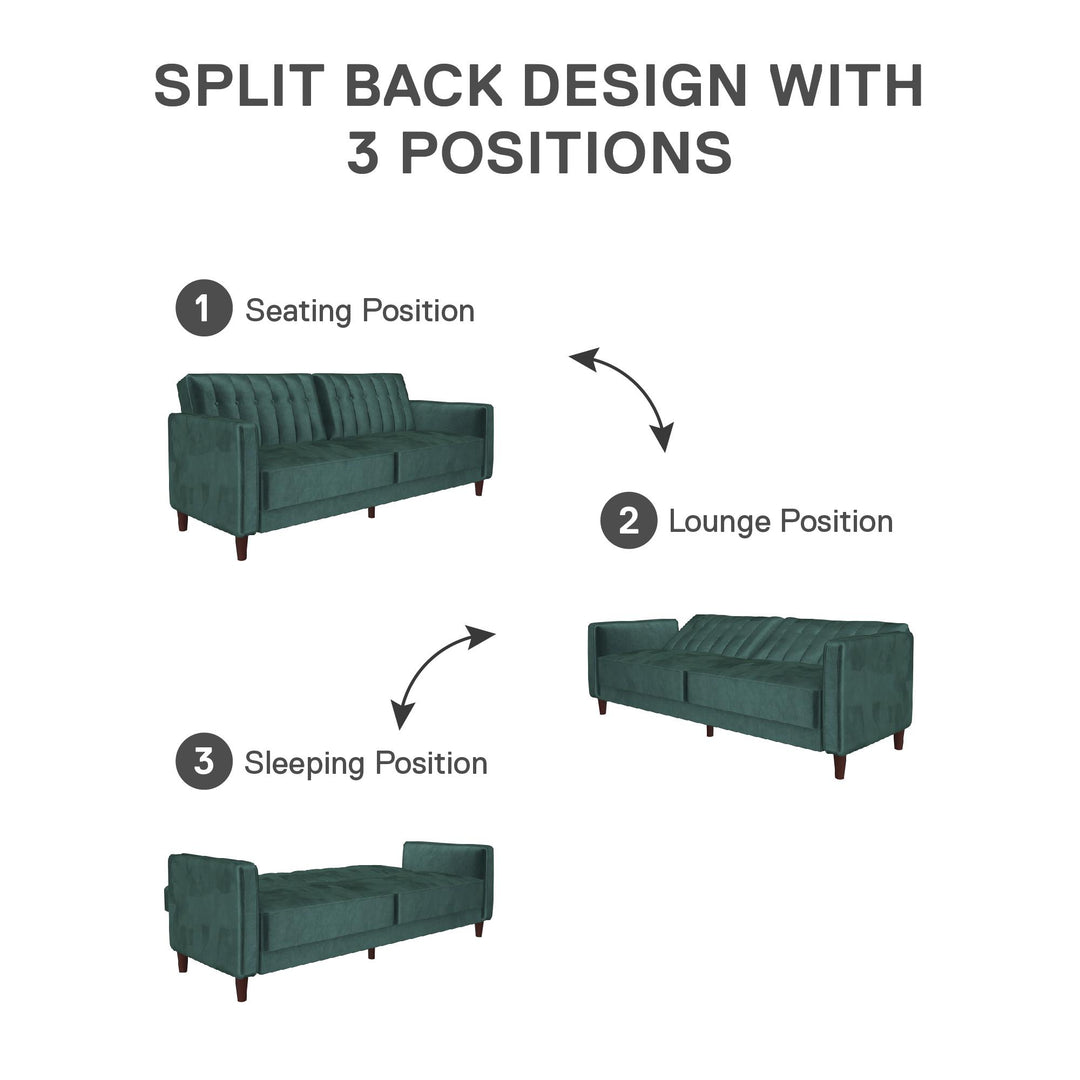 Pin Tufted Transitional Futon with Vertical Stitching and Button Tufting - Green