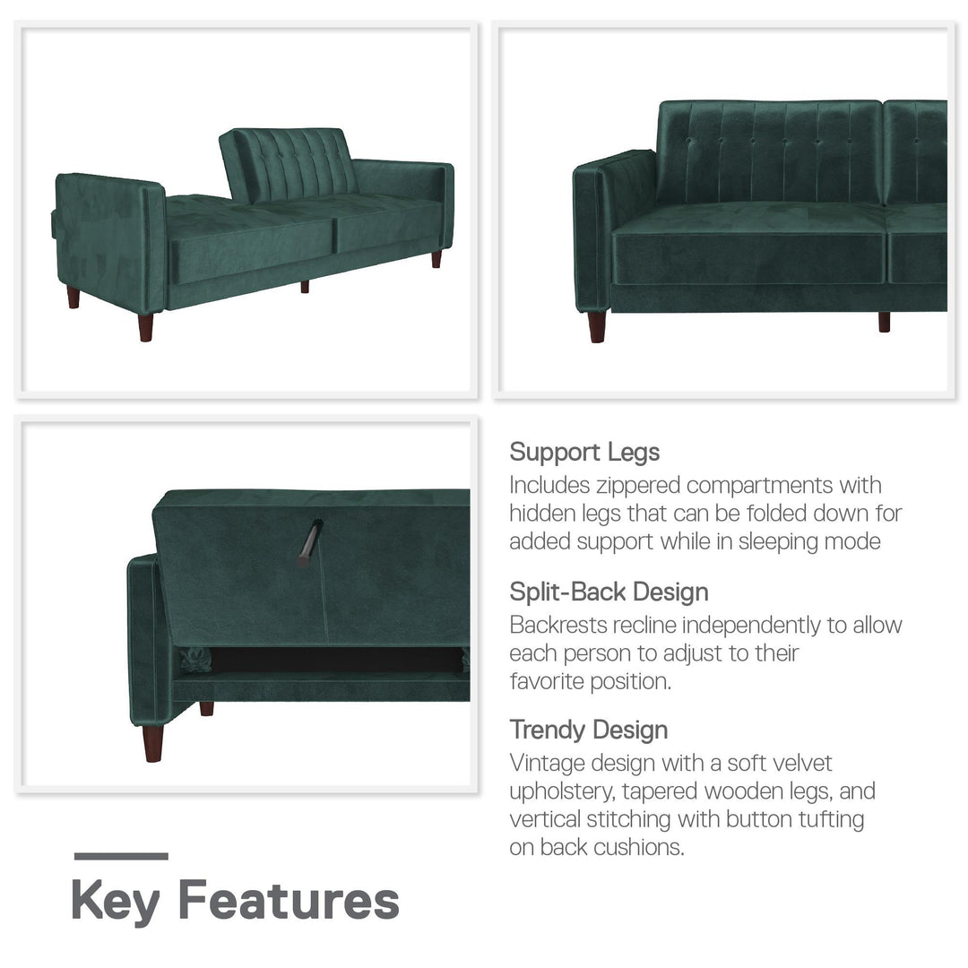 Best Pin Tufted Transitional Futon -  Green