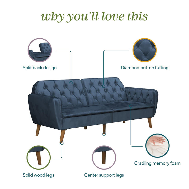 Tallulah Memory Foam Futon - Blue