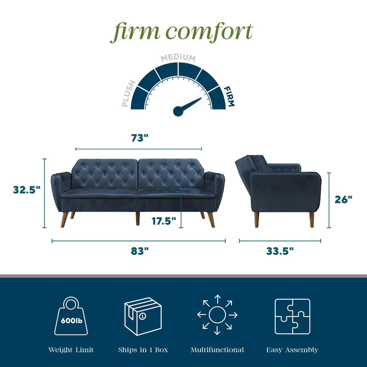Tallulah Memory Foam Futon - Blue