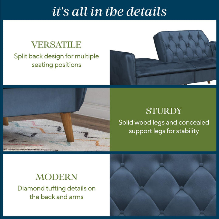 Tallulah Memory Foam Futon - Blue