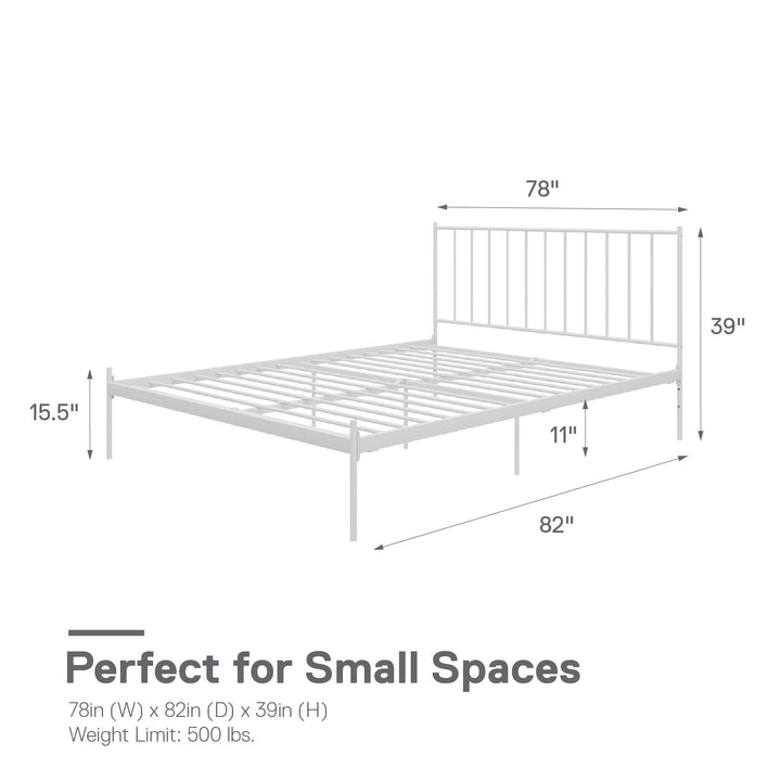 Ares Metal Bed with Adjustable Height Frame for Additional Under Bed Storage - White - King