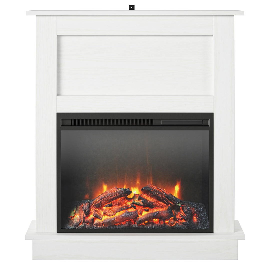 Electric Fireplace with Mantel -  White