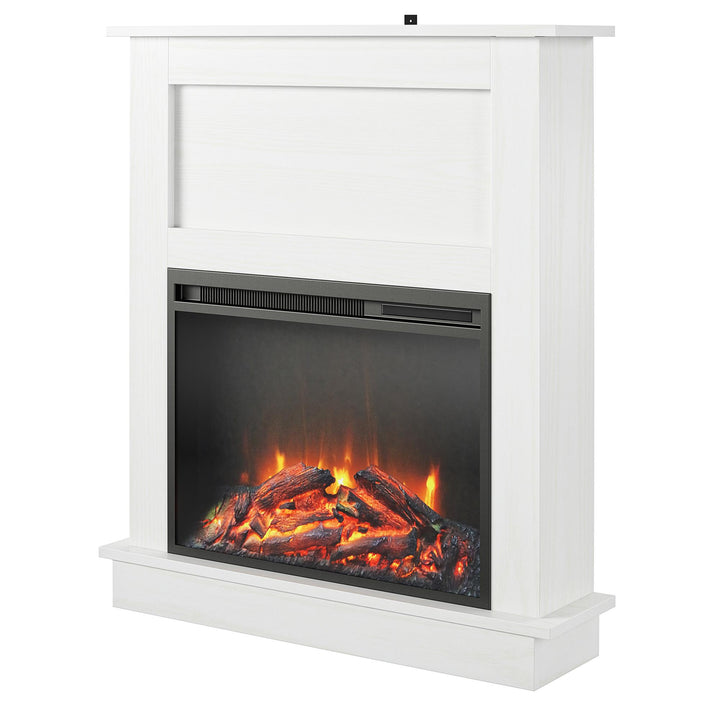 Modern Electric Fireplace with 23 Inch Insert -  White