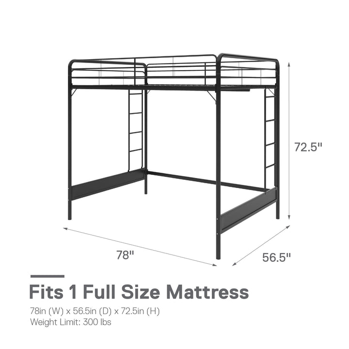 Colten Raised Loft Bed with Metal Frame and Bottom Nook - Black - Full