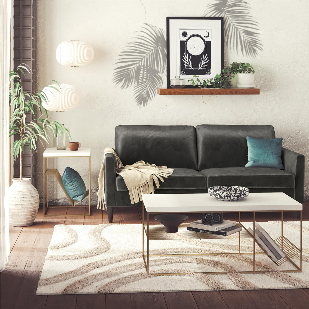 Neely Coffee Table Mixed Media with Lower Shelf - Plaster