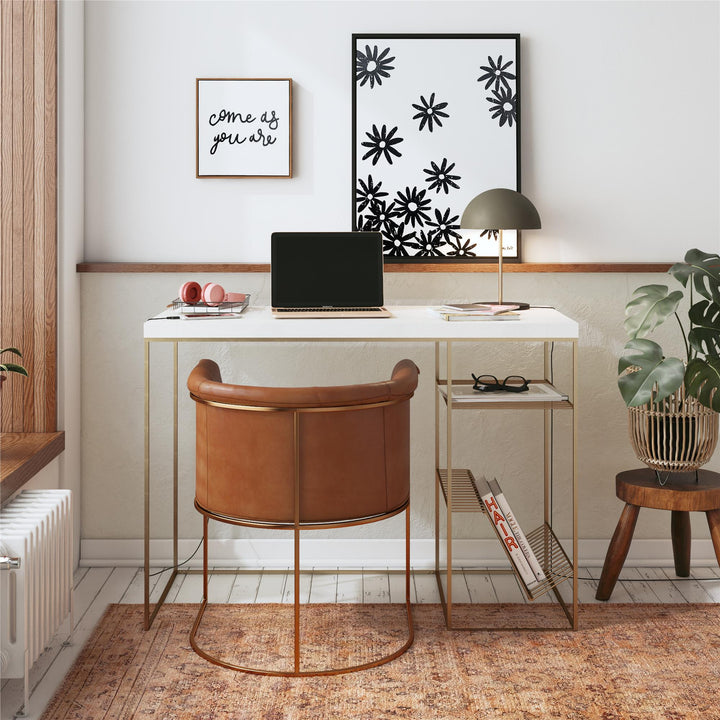 Easy to Clean Desk with Flat and Angled Shelves -  Plaster