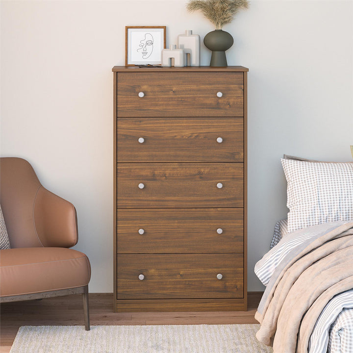 Sleek Wood Finish Dresser - Saint Walnut