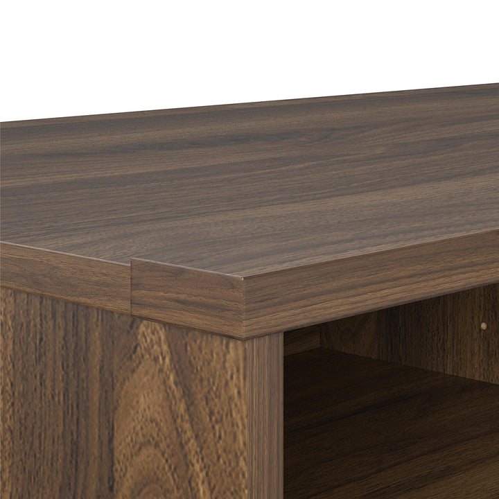 Noble 75 Inch TV Stand with Electric Fireplace Insert and 4 Shelves - Walnut