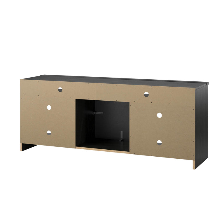 Hendrix 65 Inch TV Stand with Electric Fireplace Insert and 6 Shelves - Black Oak