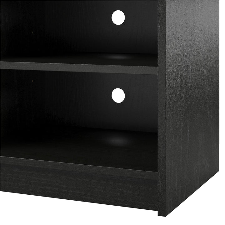 Hendrix 65 Inch TV Stand with Electric Fireplace Insert and 6 Shelves - Black Oak