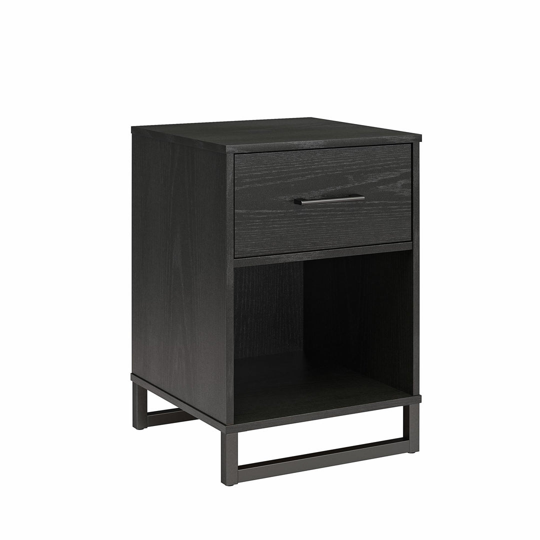 cubby nightstand with 1 drawer  - Black Oak