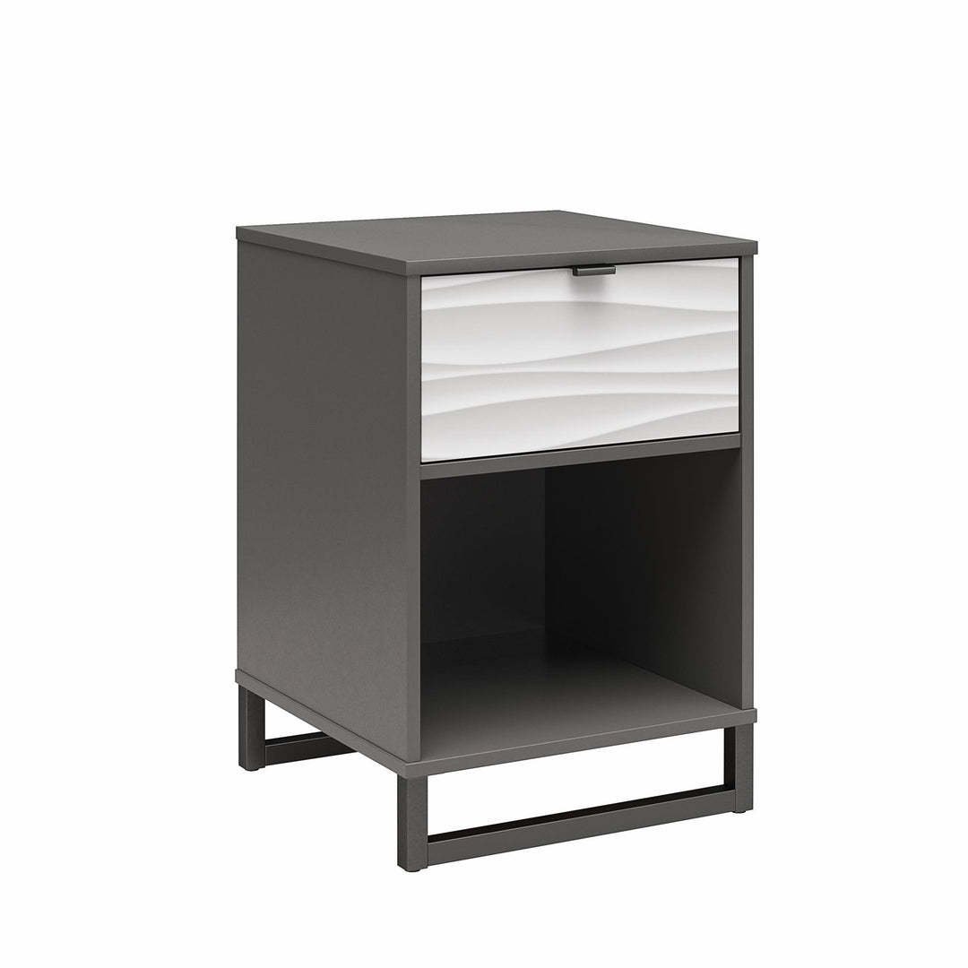 cubby nightstand with 1 drawer  - Graphite