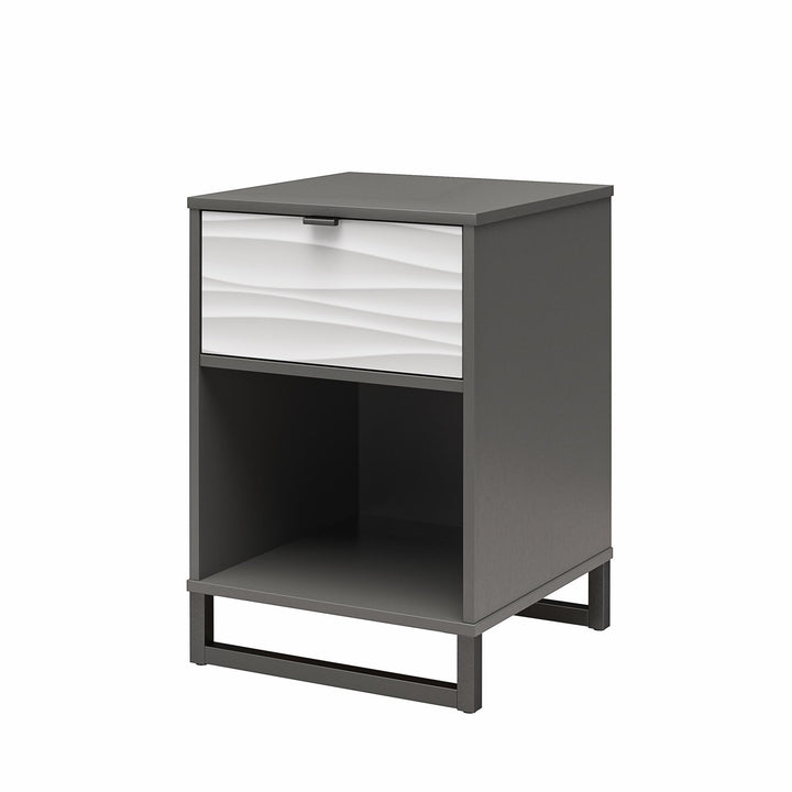 bedside cubby nightstand with 1 drawer  - Graphite