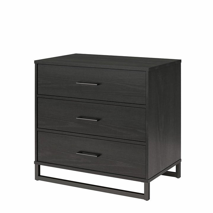 modern 3 drawer dresser for bedroom - Black Oak