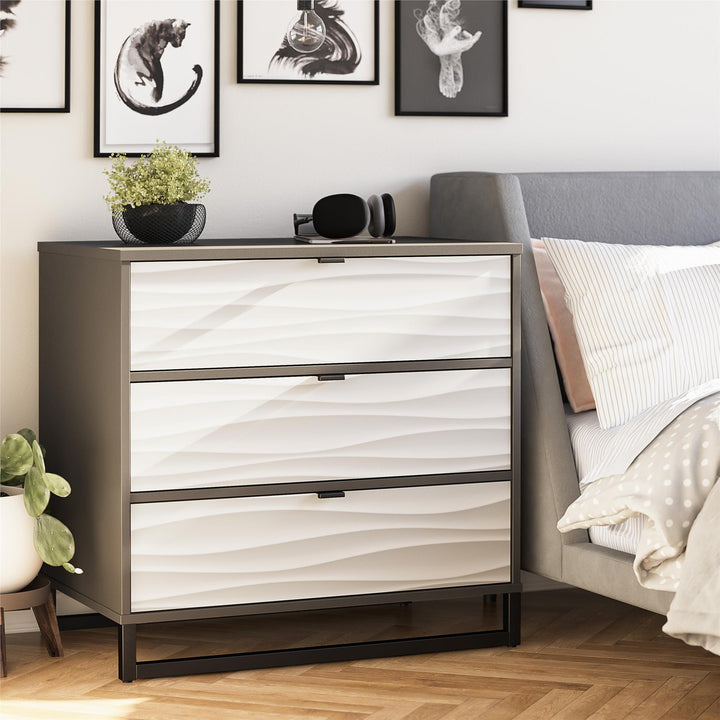 3 drawer dresser with metal handles - Graphite