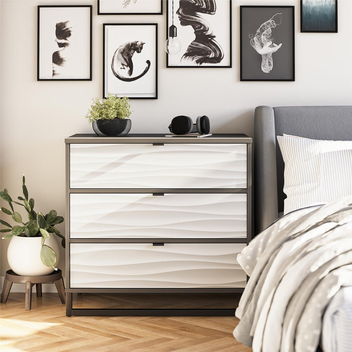 3 drawer dresser with metal base - Graphite