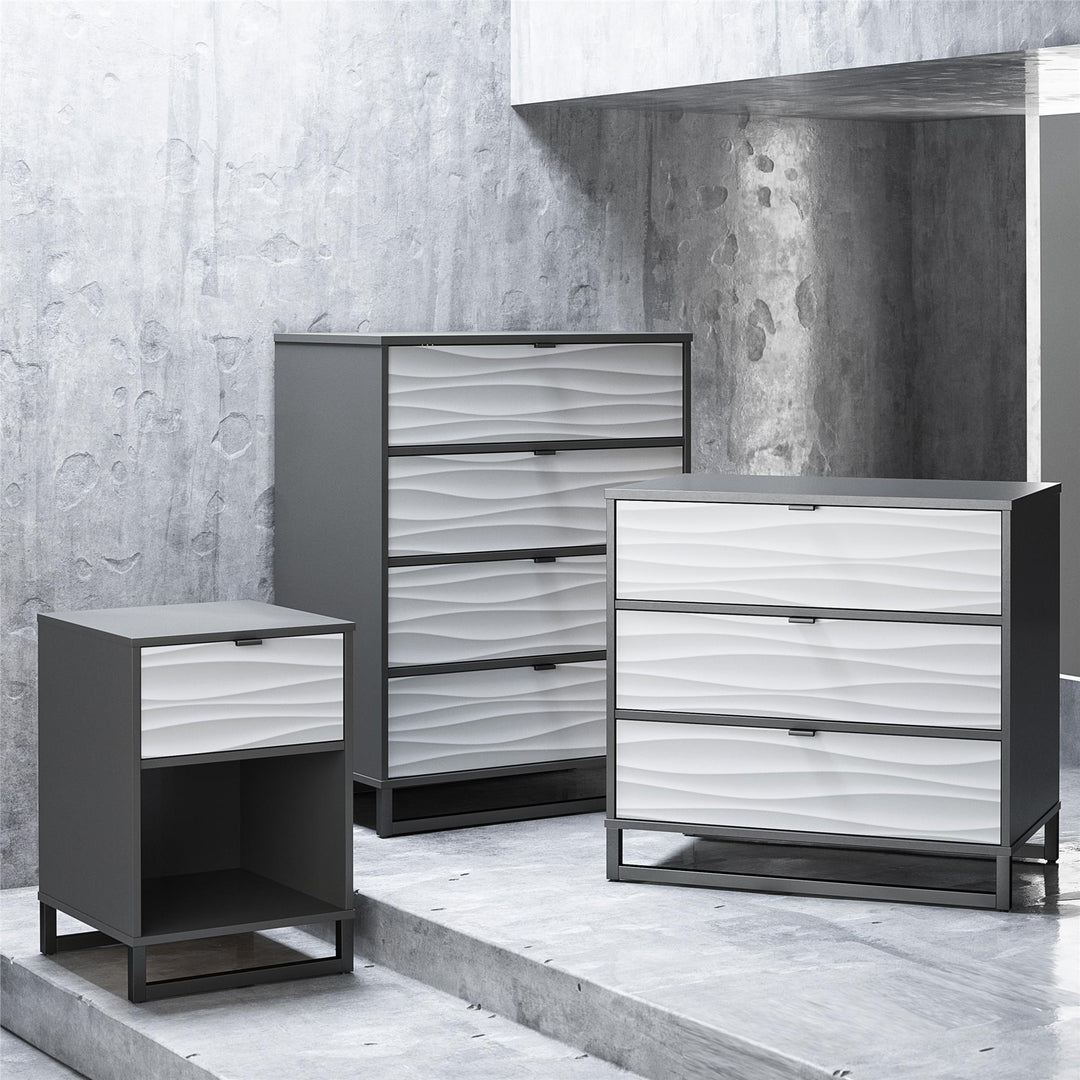4 drawer dresser with woodgrain finish - Graphite