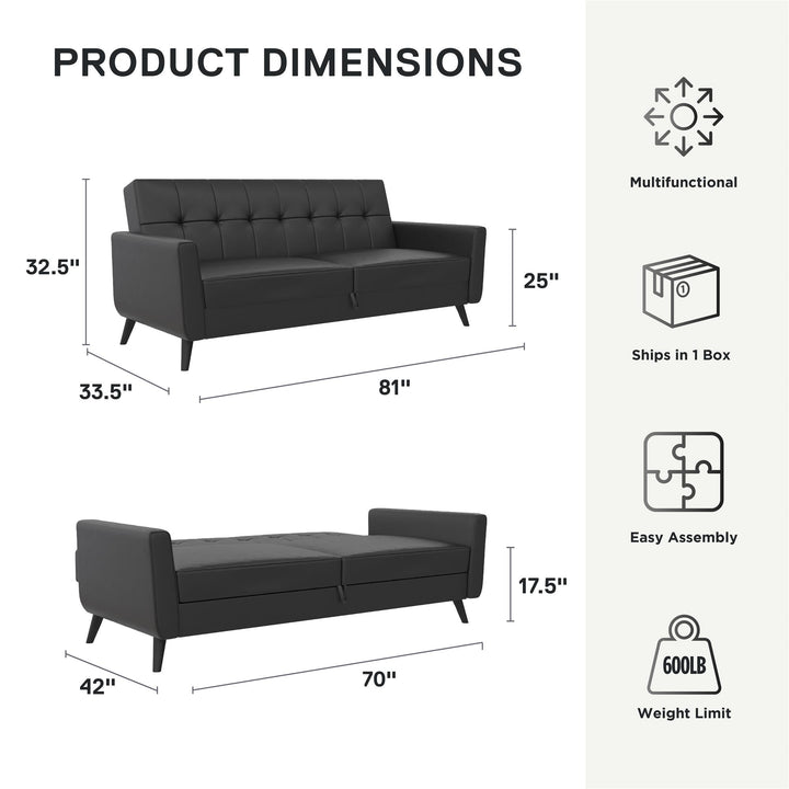 Parker Futon with Storage - Black