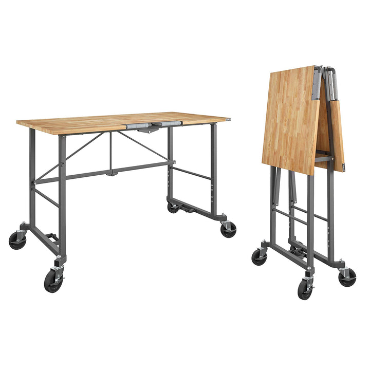 Smartfold Portable Folding Workbench with Hardwood Top and 400 lb Weight Capacity - Alabaster Pine