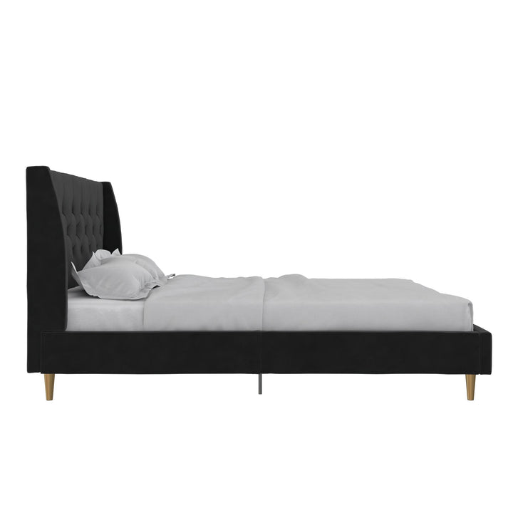 Her Majesty Upholstered Bed - Black - Queen