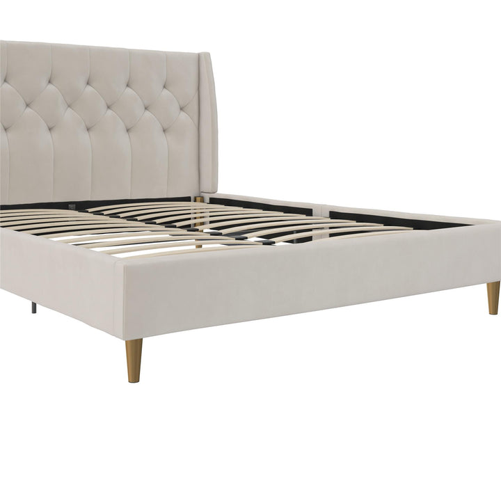 Her Majesty Upholstered Bed - Ivory - Queen