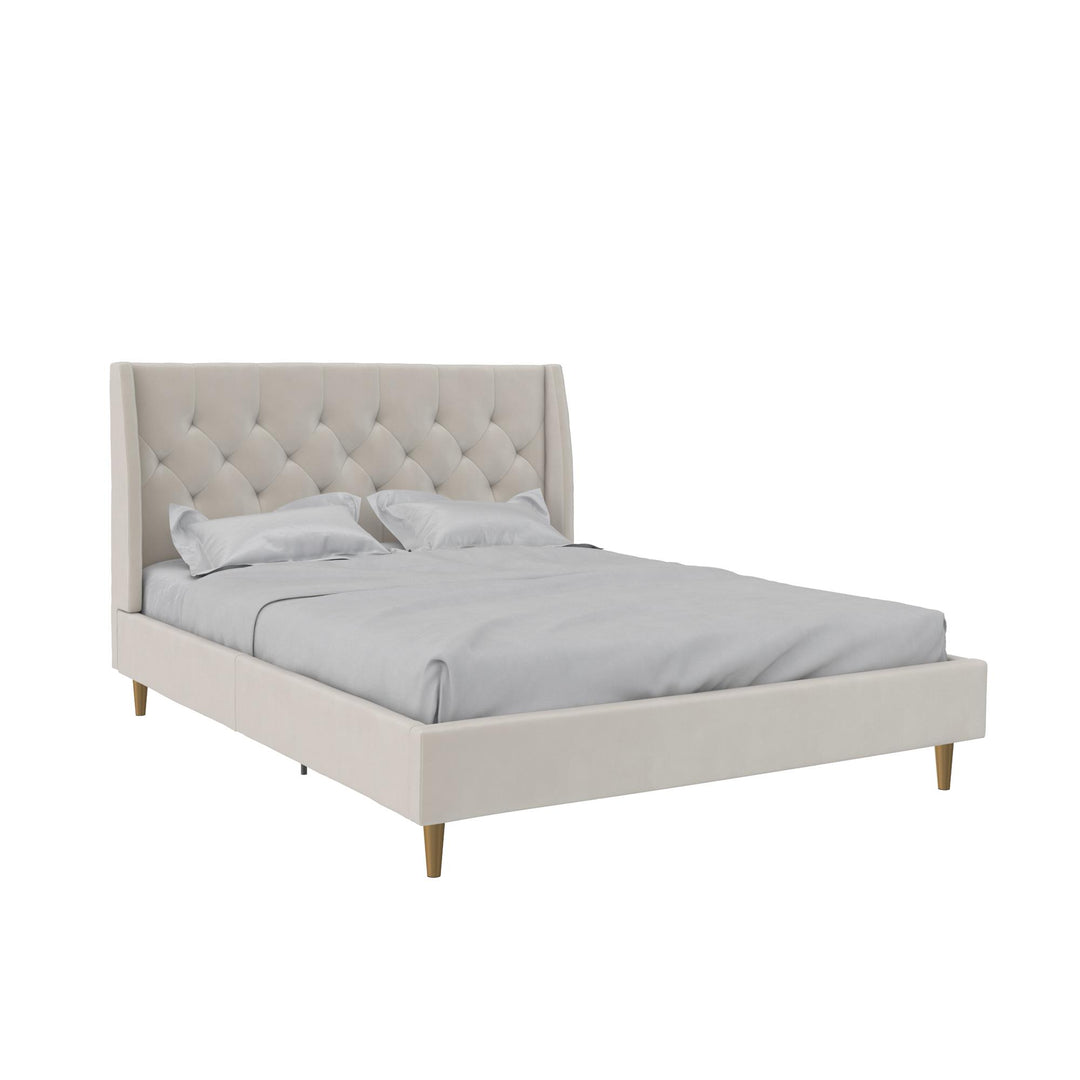 Her Majesty Upholstered Bed - Ivory - Queen